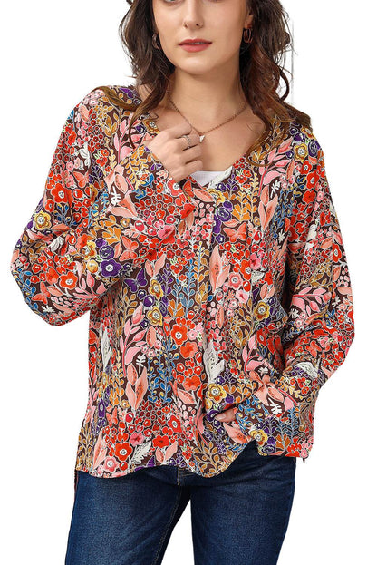 Floral V-Neck Long Sleeve Blouse Trendsi c7c08fa44c4343af8f222f786e4381b5-Max