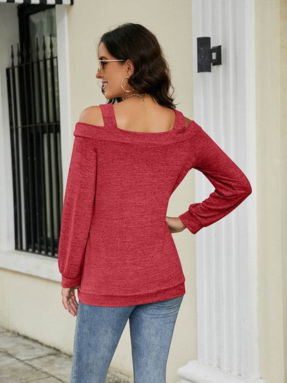 Cold Shoulder Cutout Square Neck Blouse Trendsi c7c7071614374a47b7ad6a4e4bf1a201-Max
