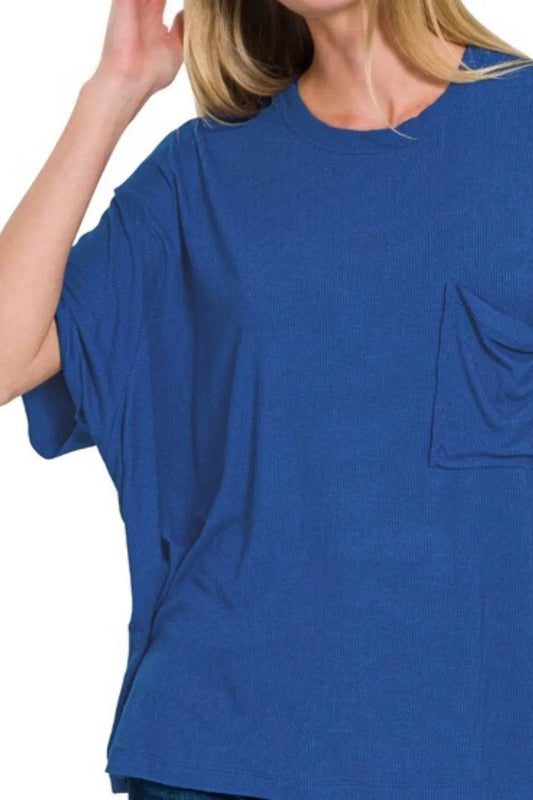 Zenana Oversized Ribbed Round Neck Short Sleeve Tee Trendsi c815437f-d1b8-4f75-80b8-84894f06d499-Max-Origin