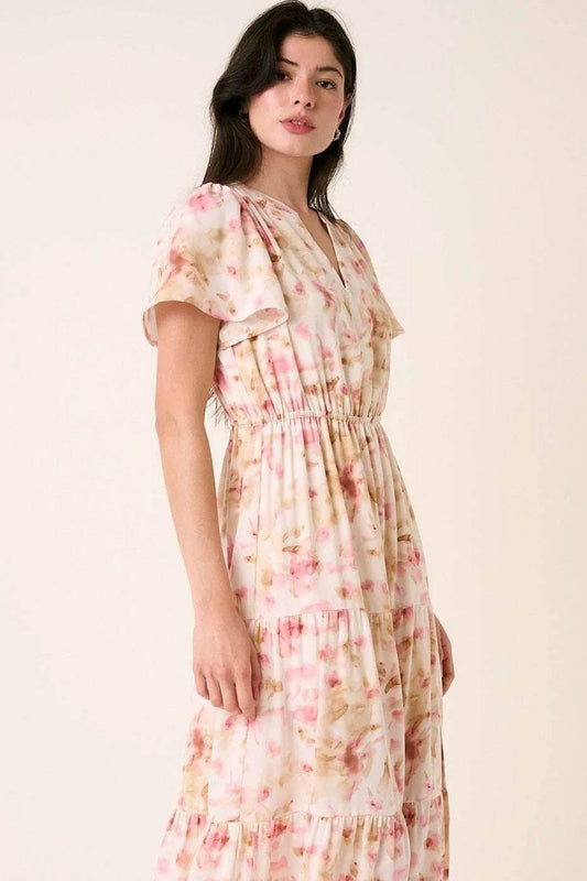 Mittoshop Flower Print Flutter Sleeve V Slit Maxi Dress Trendsi c83ee4afe3044f4993ff3244e749f4b9-Max-Origin