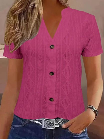 Textured Notched Short Sleeve Blouse Rose Red Trendsi c8852955e48f459197656afef5f79d1a-Max-Origin