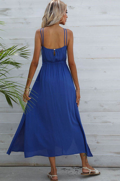 Shiny Double-Strap Side Slit Dress Trendsi c88d0974b1fa4765815a2064671c134f-Max