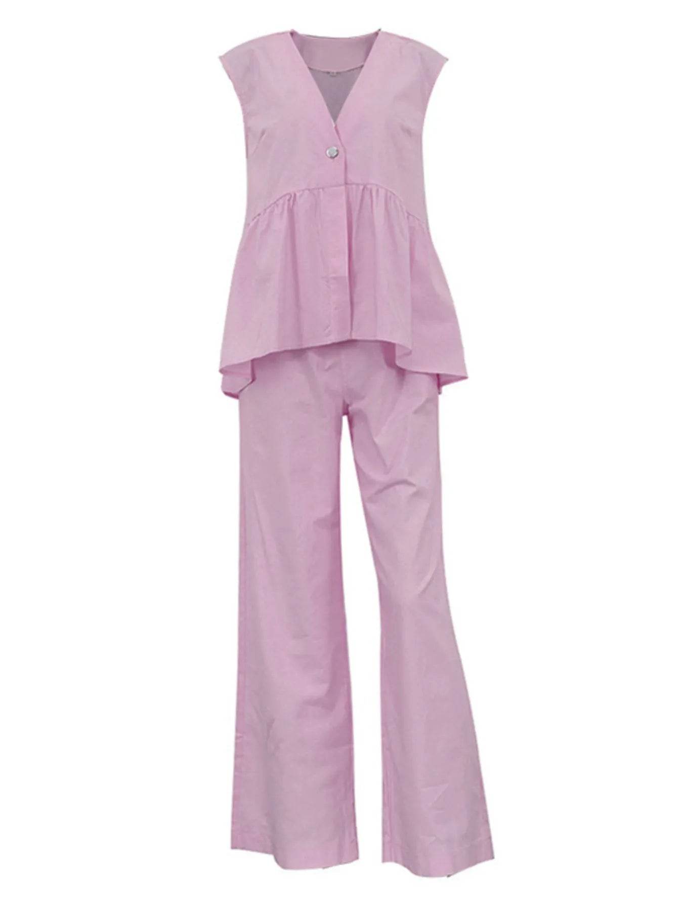 V-Neck Vest and Pants Set Trendsi c8a05b4d445d4758ba6b24e83c79992b-Max-Origin