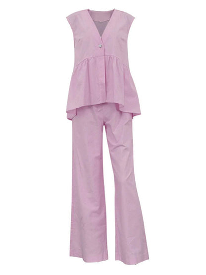 V-Neck Vest and Pants Set Trendsi c8a05b4d445d4758ba6b24e83c79992b-Max-Origin