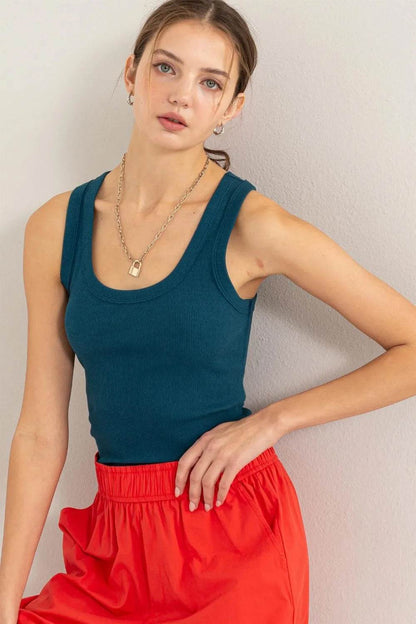 HYFVE Ribbed Scoop Neck Racerback Tank DarkTeal Trendsi c8a3902c-1eb3-41ee-804d-a2168ceba324-Max