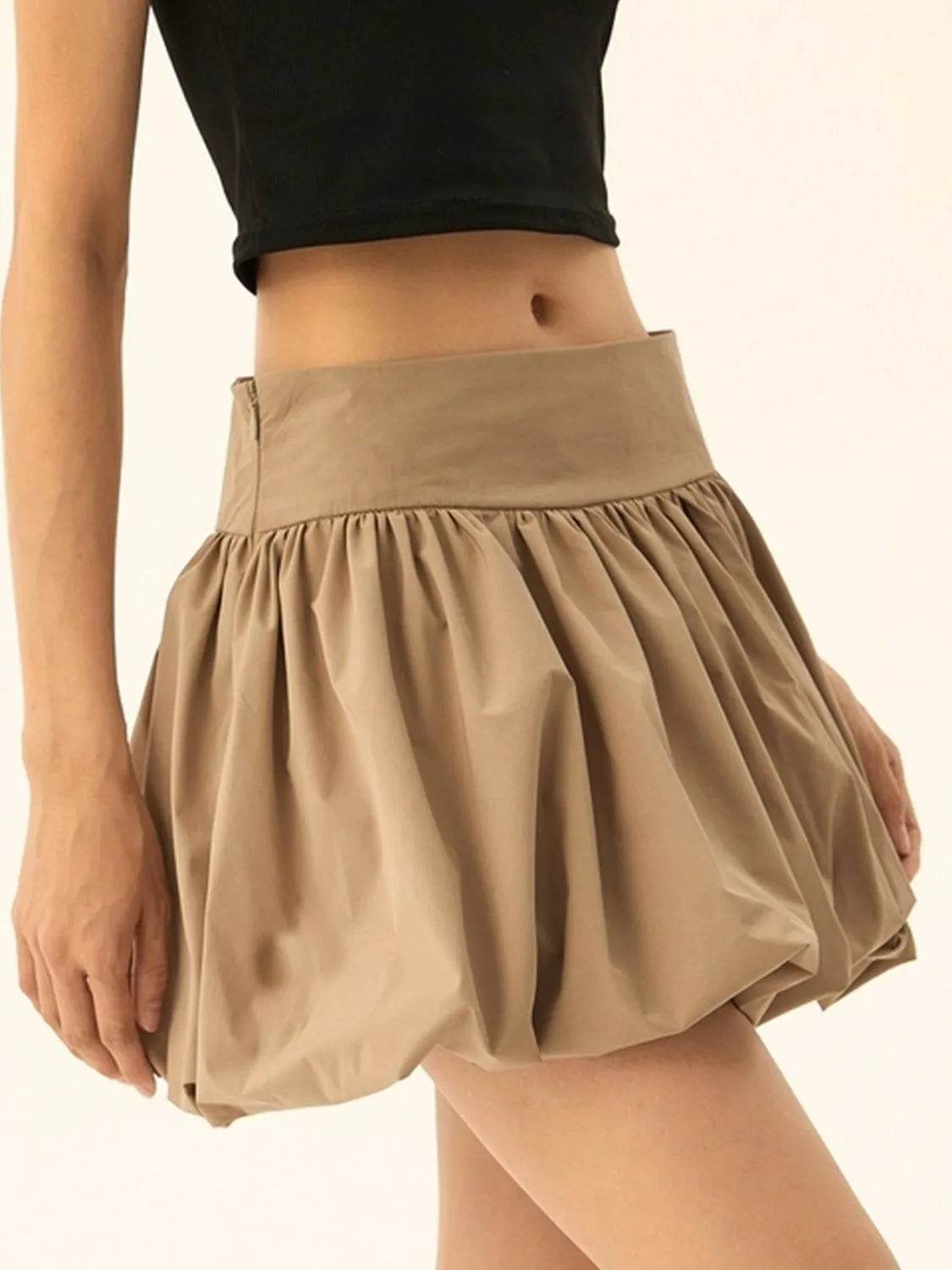 Ruched Bubble Hem Mini Skirt Trendsi c8b2dd5e-fdc0-4710-83f4-3458488b8914-Max-Origin