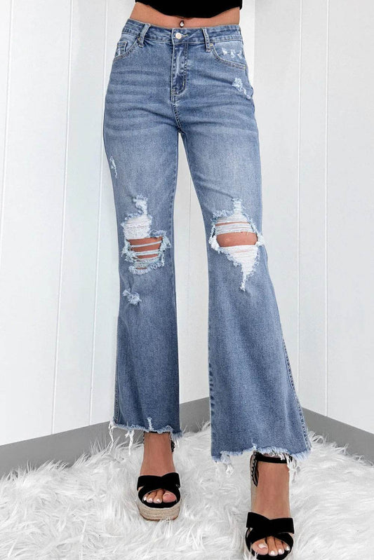 Distressed Raw Hem Bootcut Jeans Medium Trendsi c8ff058c-3d93-4051-bb6c-13966493bab1-Max