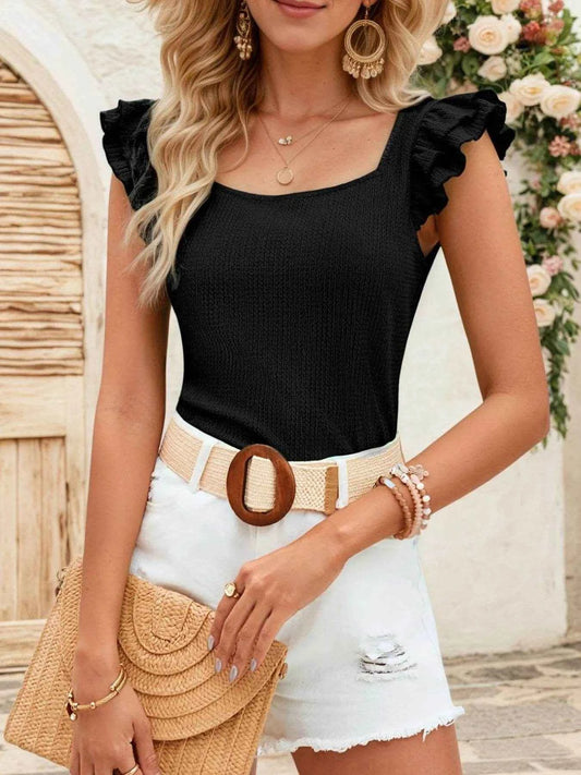 Square Neck Ruffled Cap Sleeve Top Black Trendsi c90b131e-53ca-44f6-bec5-8ab6dfdb879b-Max-Origin