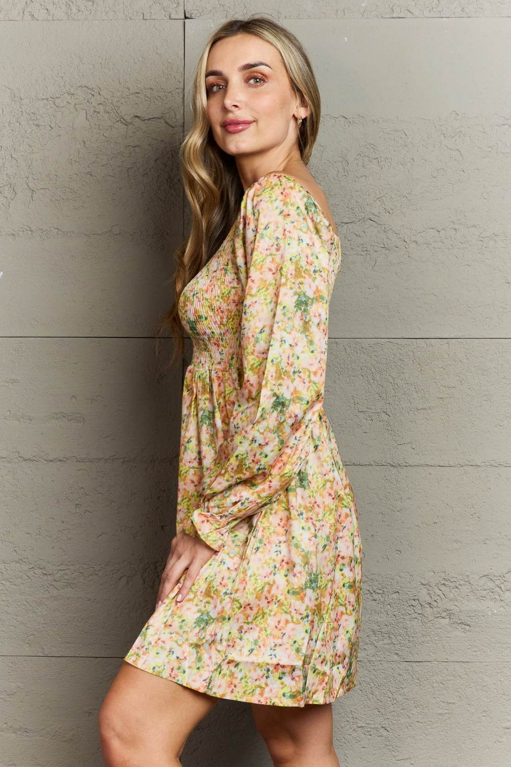 Floral Smocked Square Neck Dress Trendsi c925261a46534912a0224a5acbf0fe7a-Max