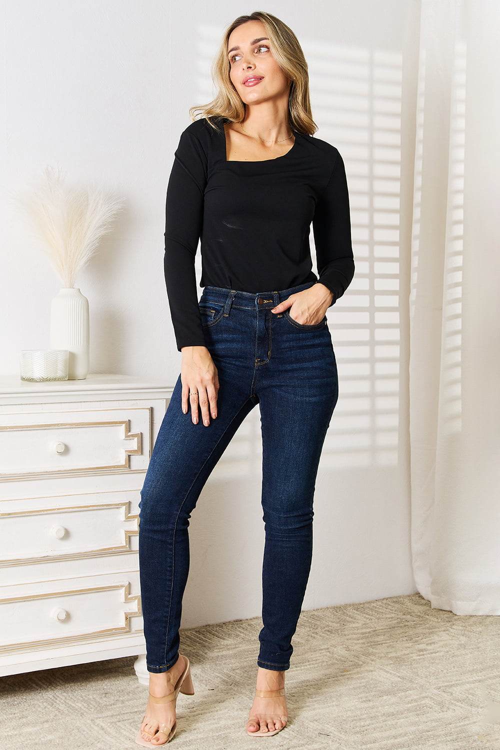 Basic Bae Asymmetrical Neck Long Sleeve Top Trendsi c93ac419d8c0444daa1bca33081a5949-Max