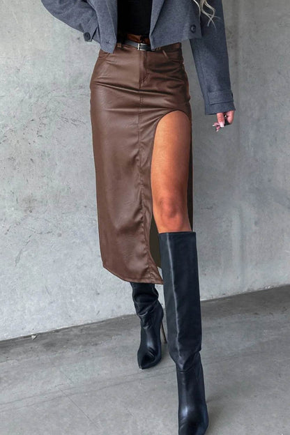 Slit Midi Skirt with Pockets Trendsi c95da3c9-c338-4ef7-bbeb-e3f44fb1238d-Max