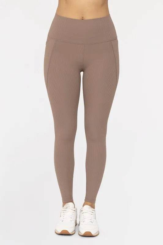 MONO B Soft Ribbed High Waisted Leggings DEEP TAUPE Trendsi c99b9879335e41da9fdb171c9f6cb538-Max-Origin