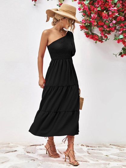 Smocked One-Shoulder Midi Dress Trendsi c99e746a5d2145d694662c0a5cf6849e-Max