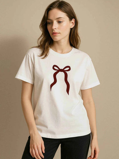 Plus Size Bow Round Neck Short Sleeve T-Shirt White Trendsi c9a9b52f-4afa-45b3-8c6f-2c25ed14bd82-Max-Origin