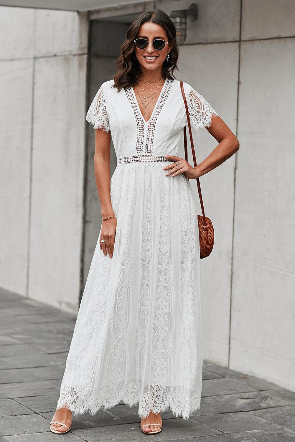 Scalloped Trim Lace Plunge Dress White Trendsi c9e2bf20f700451f85e0cb3a27afe28a-Max