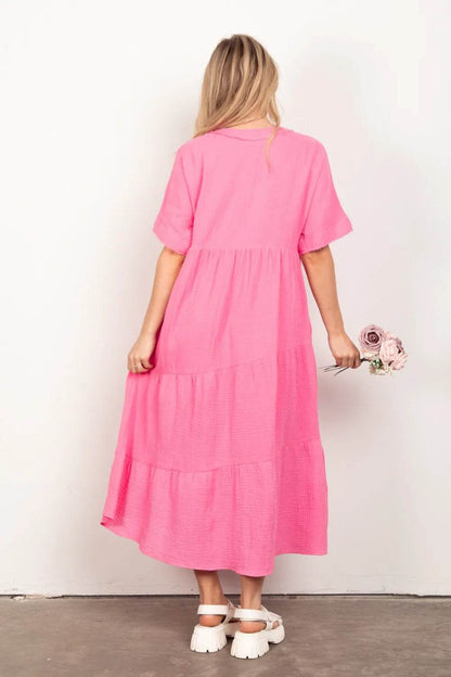 VERY J Soft Crinkle Gauze Short Sleeve Midi Dress Trendsi c9f3de88-5a30-4a54-bf27-3ae3a9b16176-Max