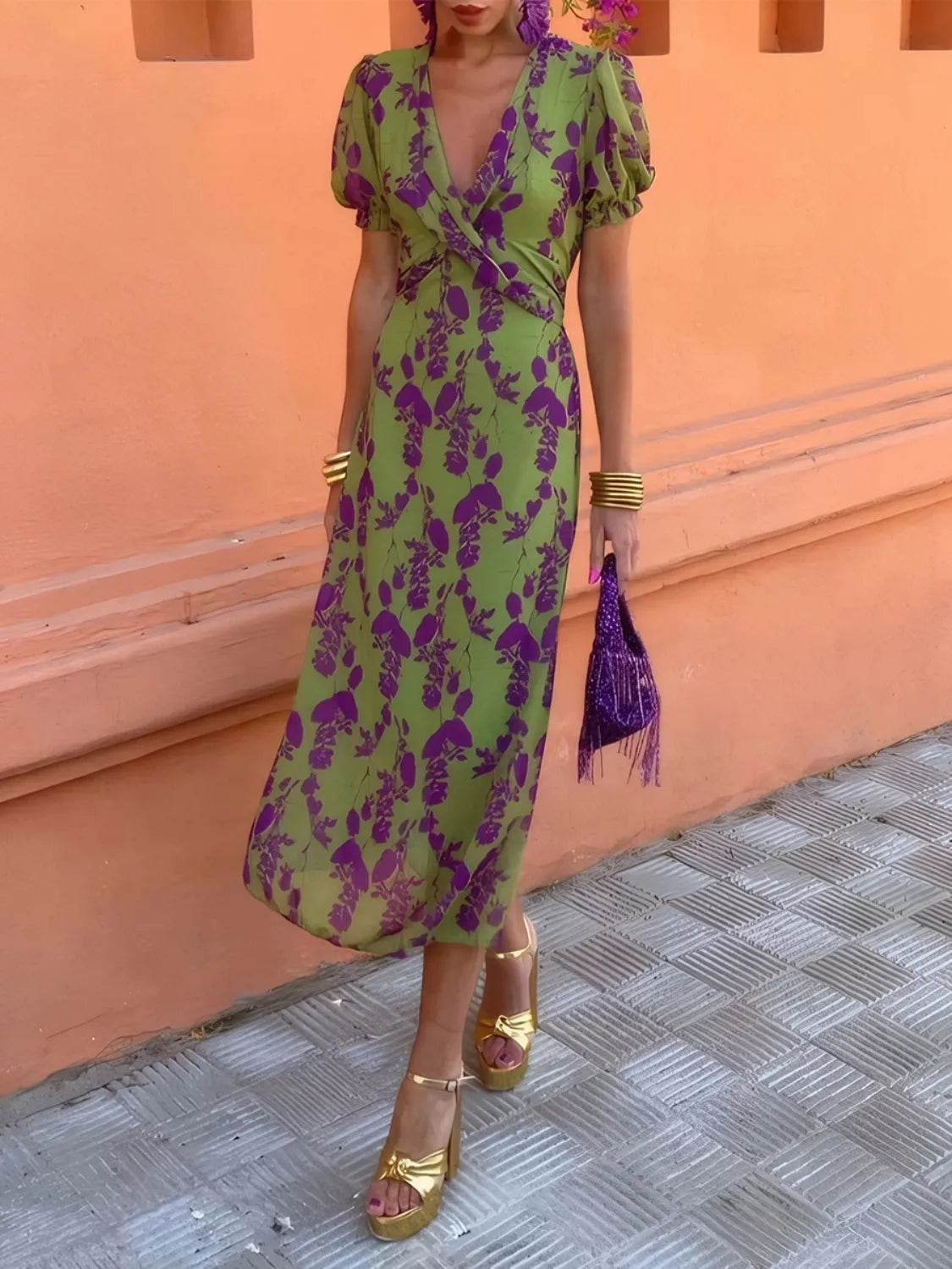 Printed Plunge Short Sleeve Midi Dress Trendsi ca15166a-2c6a-40f2-ac4f-f6c9cc8e38f9-Max-Origin