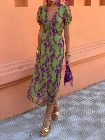 Printed Plunge Short Sleeve Midi Dress Trendsi ca15166a-2c6a-40f2-ac4f-f6c9cc8e38f9-Max-Origin