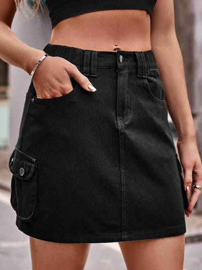 Denim Mini Skirt with Pockets Black Trendsi ca1df254a5cb4fafaa92fb179a1ec387-Max