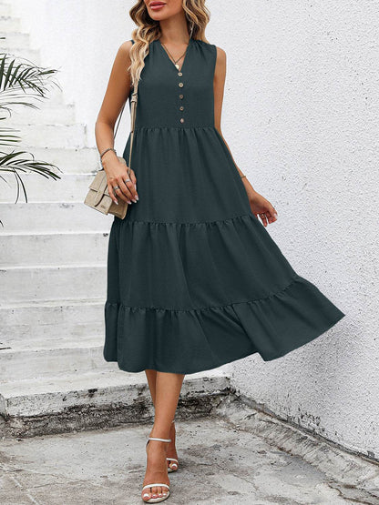 V-Neck Sleeveless Tiered Dress Dark Green Trendsi ca3bc00c0c2f446a8d5f1751ddf0fa55-Max