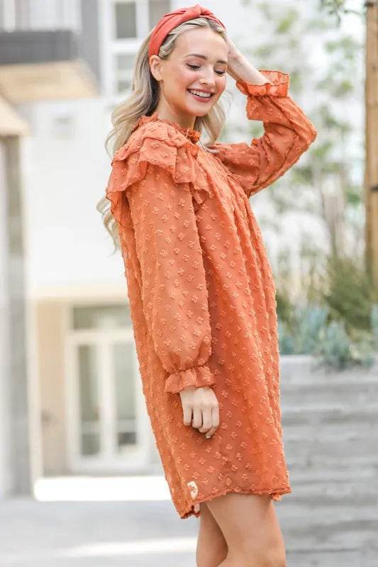 And The Why Lovely Ruffle Shoulder with Textured Woven Dress Trendsi ca4231ea420e40fe9392c6938f643dde-Max-Origin
