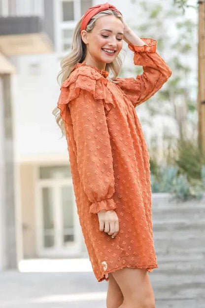 And The Why Lovely Ruffle Shoulder with Textured Woven Dress Trendsi ca4231ea420e40fe9392c6938f643dde-Max-Origin