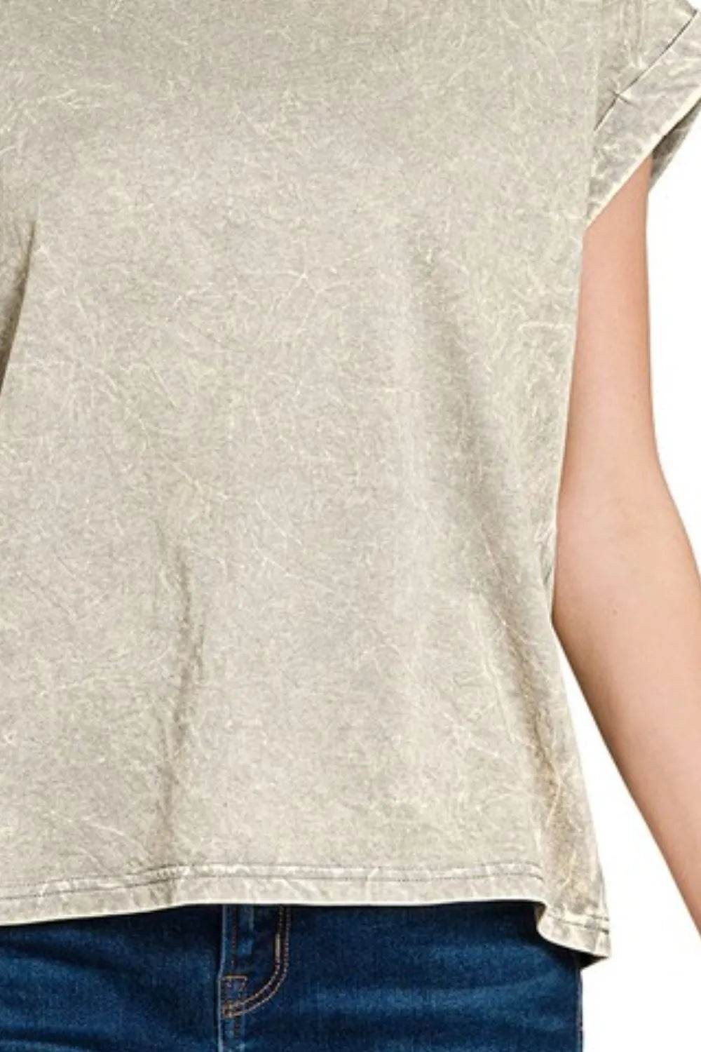 Zenana Crinkle Washed Round Neck Folded Short Sleeve Tee Trendsi ca71e298-199d-4604-84cf-208b97dc01f3-Max-Origin