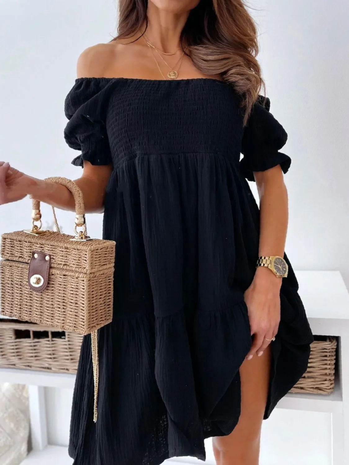 Smocked Off-Shoulder Mini Dress Trendsi ca860d8c-83e6-46bb-b58d-d6081841ea1d-Max-Origin