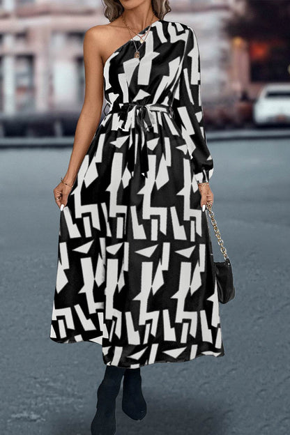 Printed One-Shoulder Tie Waist Dress Trendsi caa00233e32149eababcf5f62c59d3e9-Max