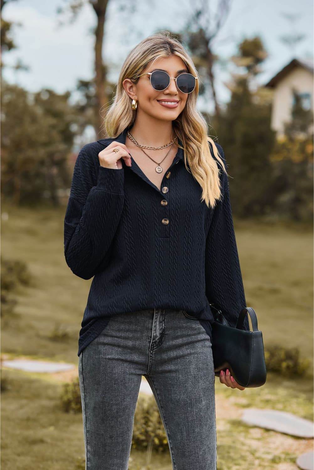 Collared Neck Long Sleeve Blouse Trendsi caa640326f814858a3ae138b6d4c01e6-Max
