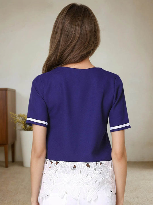 Striped Trim T-Shirt with Lace Hem Detail Trendsi cac4ec17-97f9-4cc3-bf1b-16979823ede9-Max-Origin