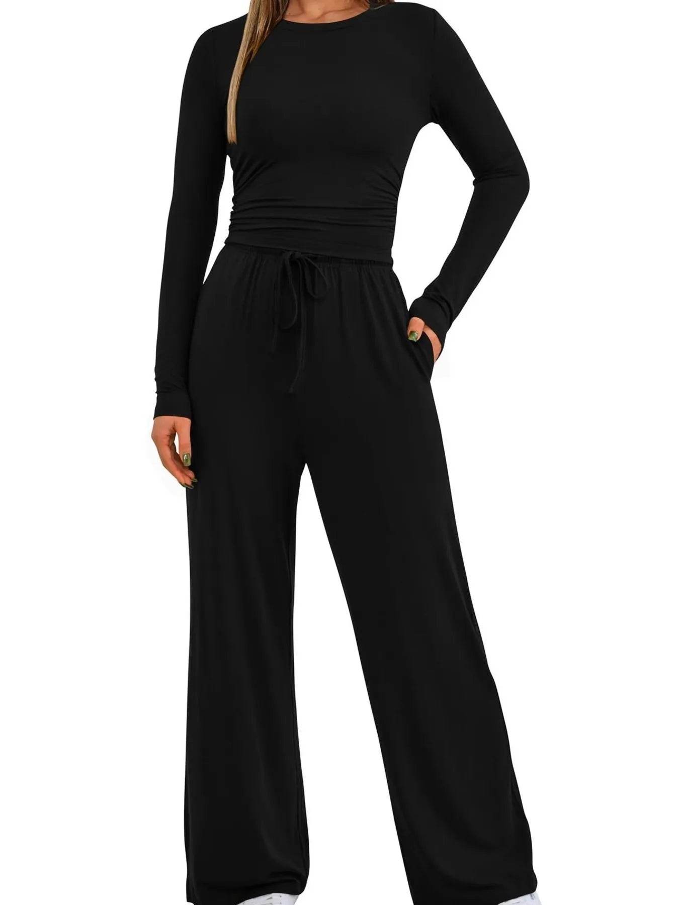 Round Neck Long Sleeve Top and Pants Set Trendsi cac5e978b0cb4626b3667144b0cc2385-Max-Origin