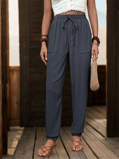 Perfee Textured High Waist Joggers Dark Gray Trendsi cad2f257-eebb-40fc-a83e-557e8549e5ce-Max