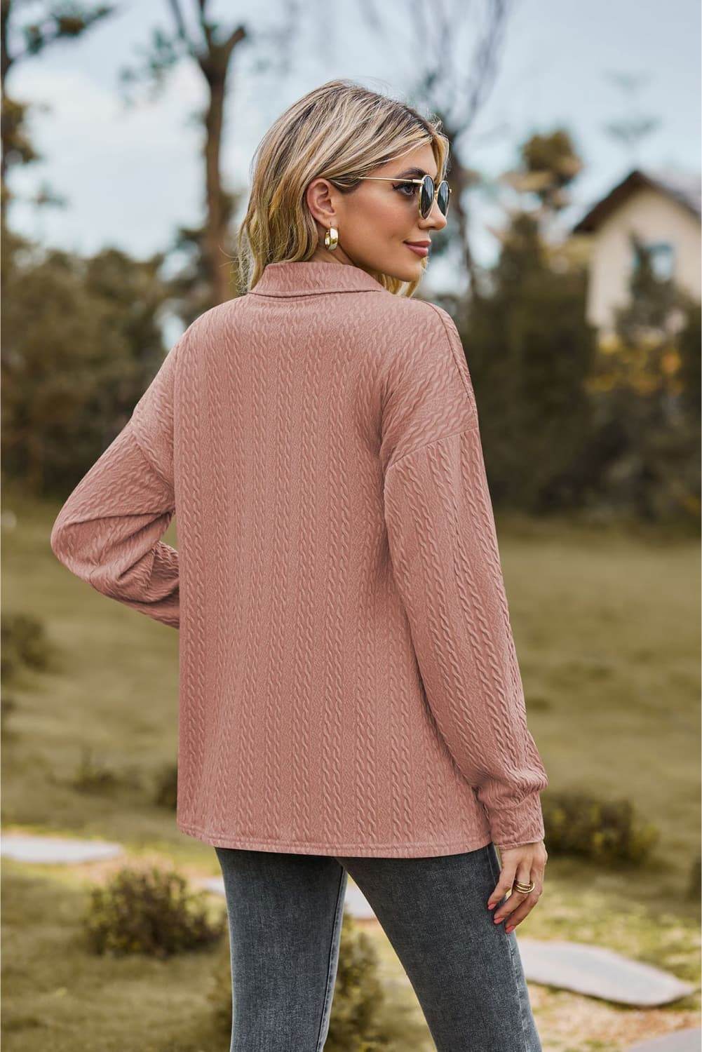 Collared Neck Long Sleeve Blouse Trendsi cad6aab03403417ca46608f0ddaf8dc5-Max