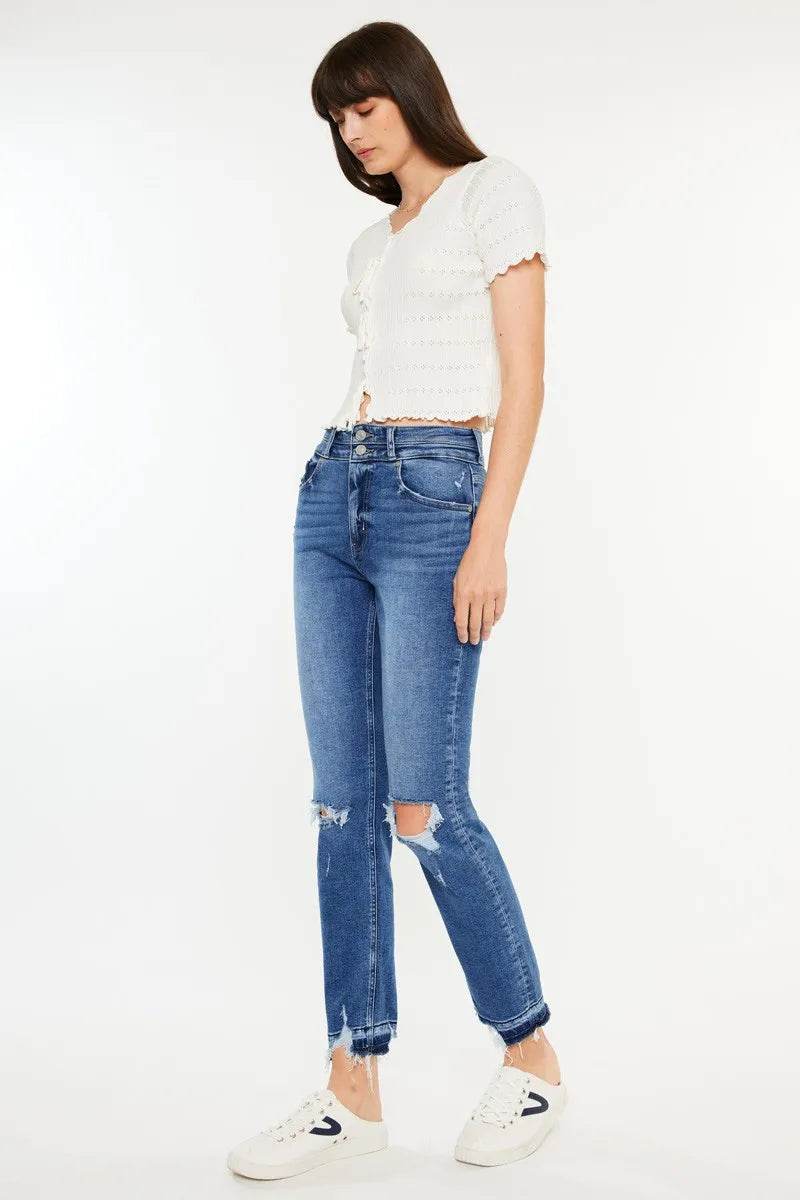 Kancan High Rise Distressed Slim Straight Jeans Trendsi cadb5e92d195447283d14560476be000-Max-Origin