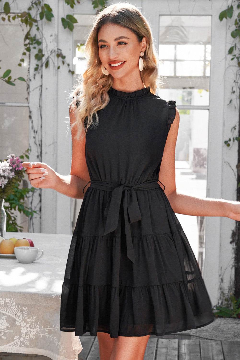 Ruffle Collar Tie Belt Tiered Dress Trendsi cae9a2b1a36f474aae71f8985d768a1b-Max