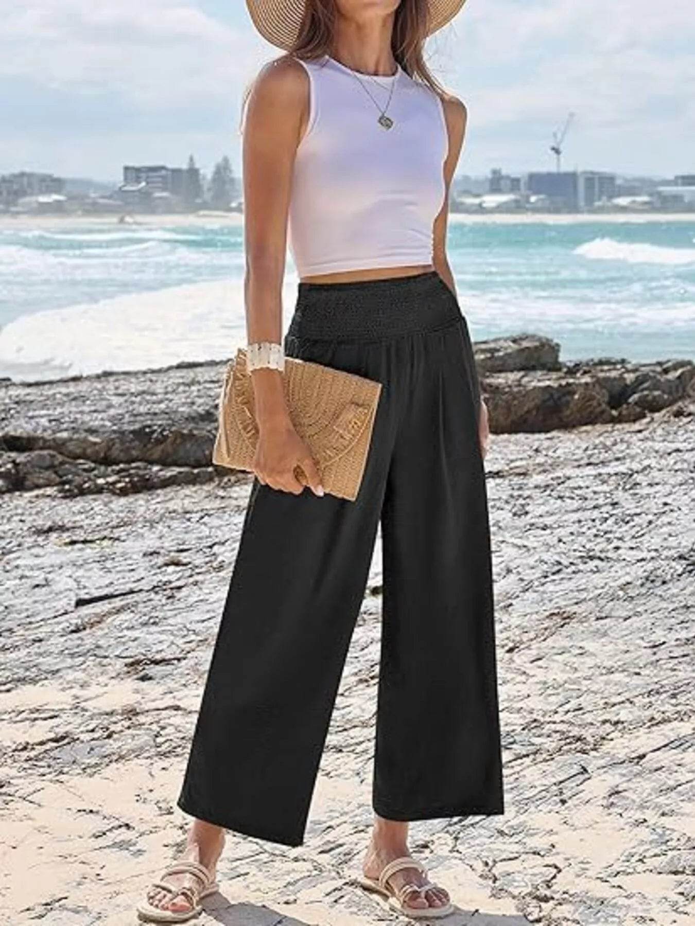 Wide Leg Smocked High Waist Pants Trendsi cafdac9d20414ebb9a4cb01a95e0c2b0-Max-Origin
