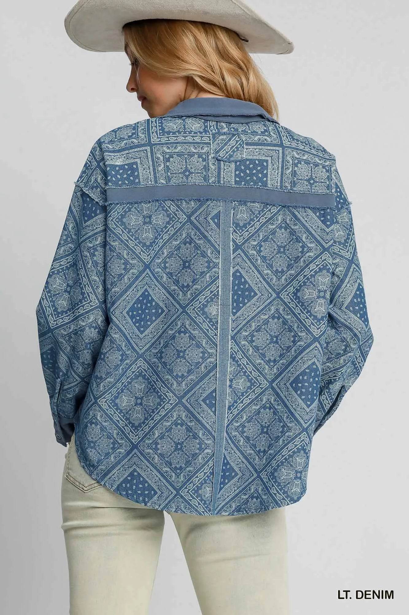 Umgee Paisley Print Denim Shirt Jacket Trendsi cb2bfe65-f603-4fa8-ad16-fdac23083389-Max-Origin_097ebd50-7fb5-4391-8805-a30fc95b221f