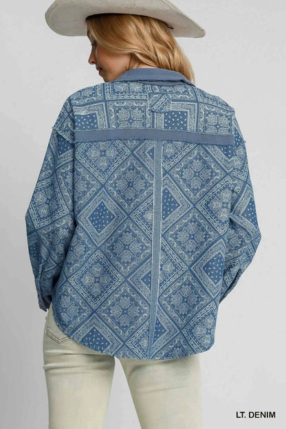 Umgee Paisley Print Denim Shirt Jacket Trendsi cb2bfe65-f603-4fa8-ad16-fdac23083389-Max-Origin_097ebd50-7fb5-4391-8805-a30fc95b221f