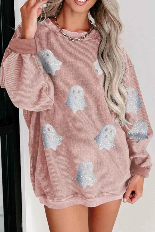 Ghost Round Neck Oversized Sweatshirt Trendsi cb2da885-34d4-4de5-b8c2-529e34266c2e-Max-Origin
