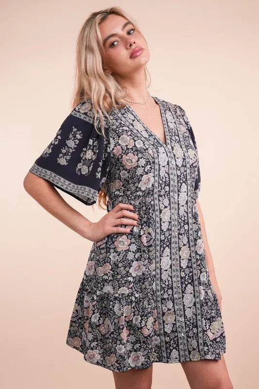 VERY J Shirring Detail Printed Woven Mini Dress Trendsi cb34a78f3fcb4ce48b9c9148ae1a466e-Max-Origin