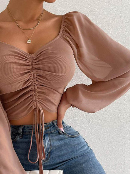 Drawstring Sweetheart Neck Cropped Top Trendsi cb55b162a4c64bd5bb4e2712936b0f15-Max