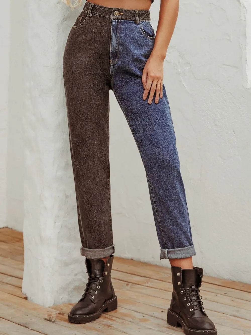 Two Tone Straight Leg Jeans Trendsi cb638ef6-ebf0-4431-8961-bbad63a8ce8d-Max