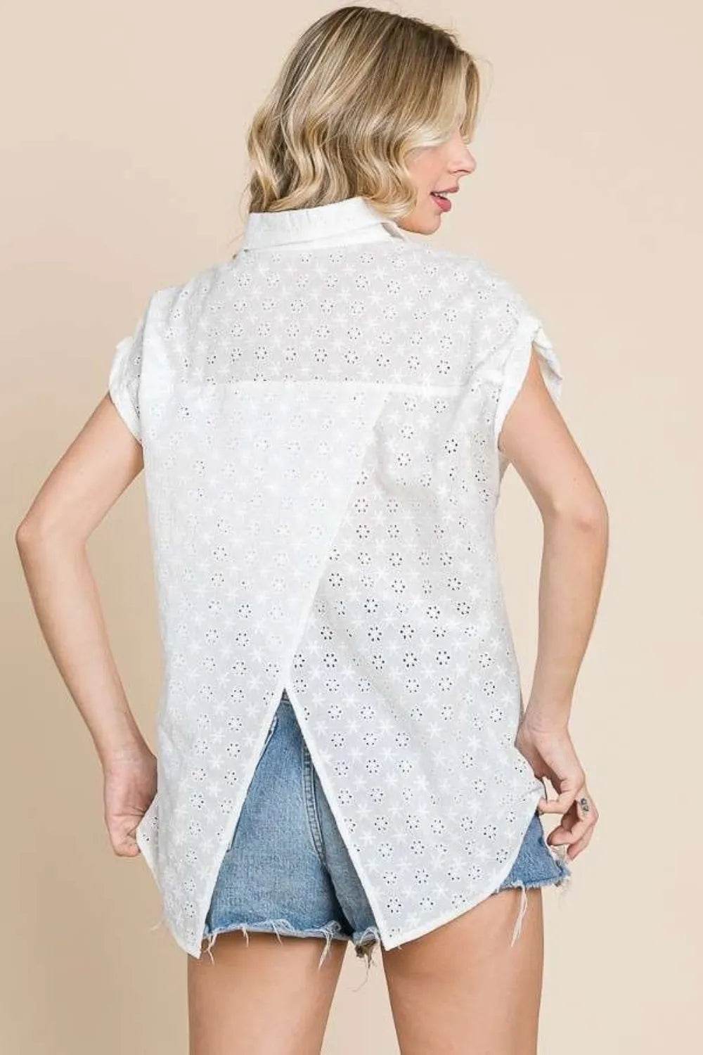 Culture Code Eyelet Crisscross Back Button Up Shirt Trendsi cc09f260-d78a-49d4-8bd3-41fa6b3c4610-Max