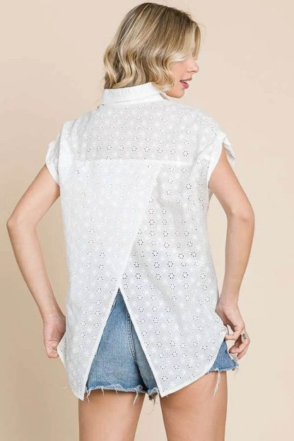 Culture Code Eyelet Crisscross Back Button Up Shirt Trendsi cc09f260-d78a-49d4-8bd3-41fa6b3c4610-Max