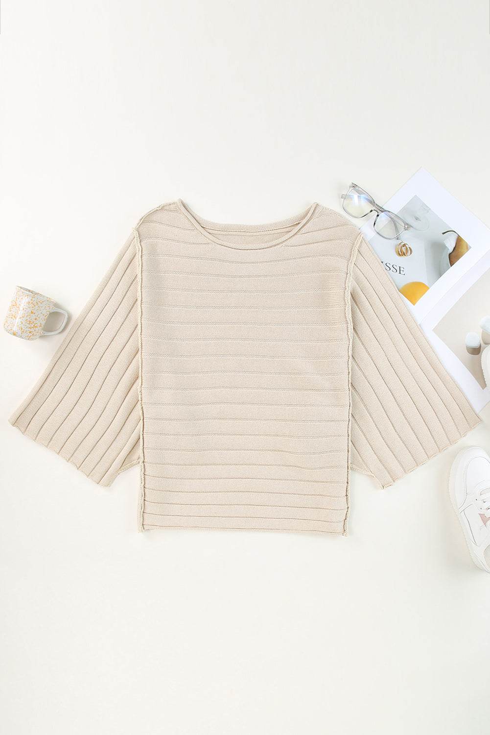 Round Neck Exposed Seams Pullover Top Beige Trendsi cc0e15bf7a804fc8858665e3a7b712e8-Max
