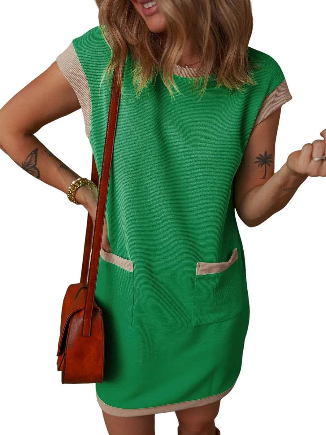 Round Neck Cap Sleeve Mini Dress Trendsi cc587458-7cd3-4fe8-99d8-bf2fa3d354bc-Max-Origin