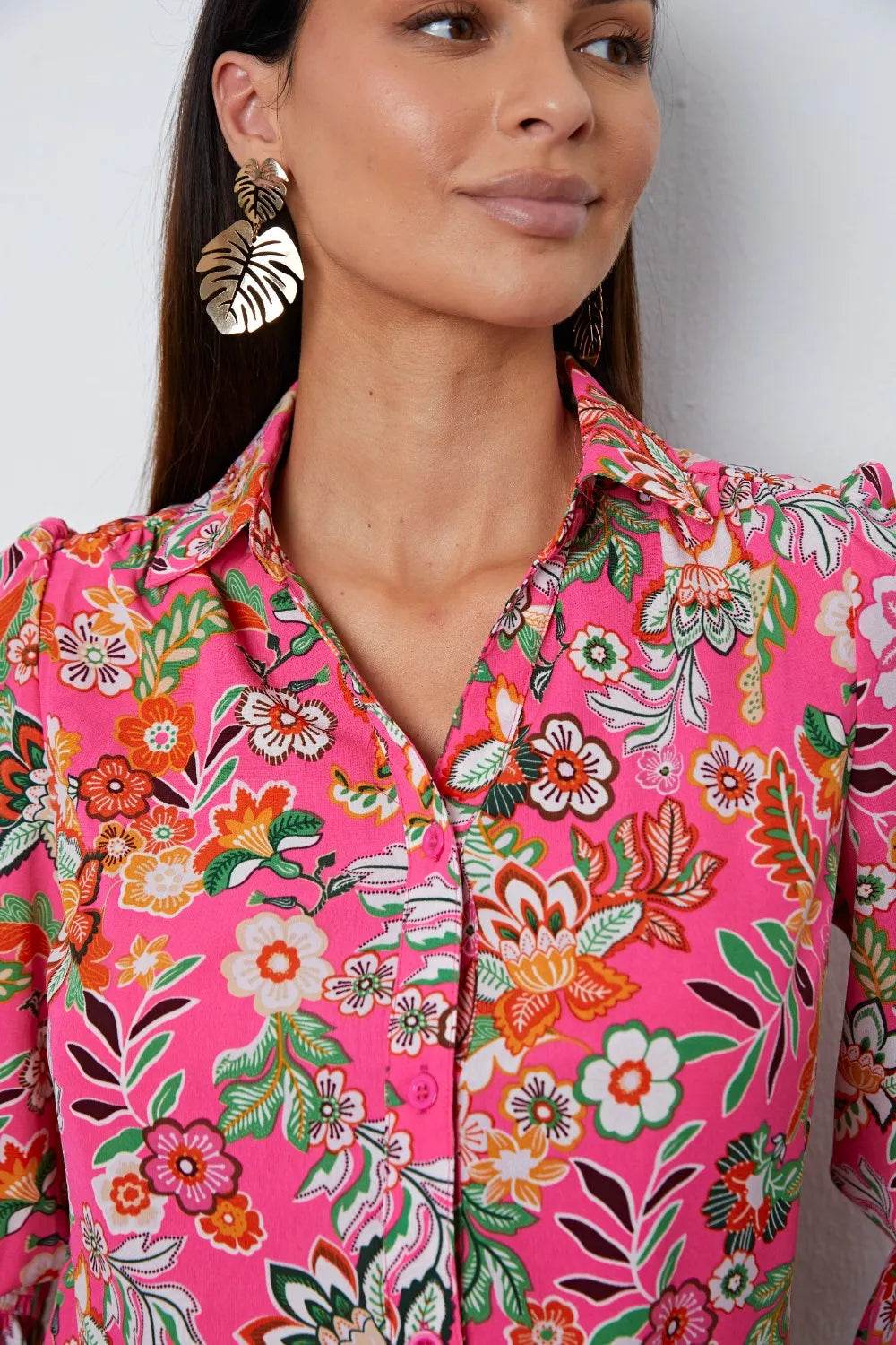 Floral Button Up Flounce Sleeve Shirt Trendsi cc8279df-2023-45f4-bd29-7d65c54f570e-Max