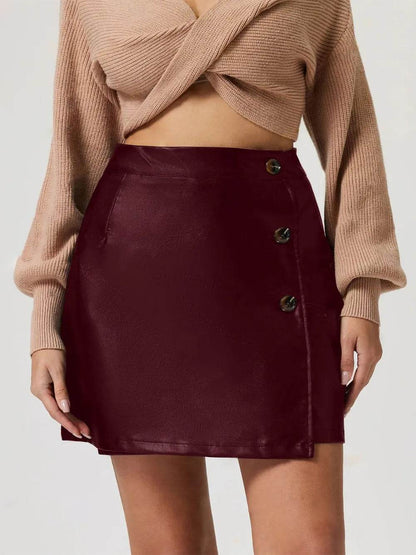 Buttoned High Rise Mini Skirt Burgundy Trendsi cc863d26-c5d9-4cfc-985b-4334c53c5001-Max