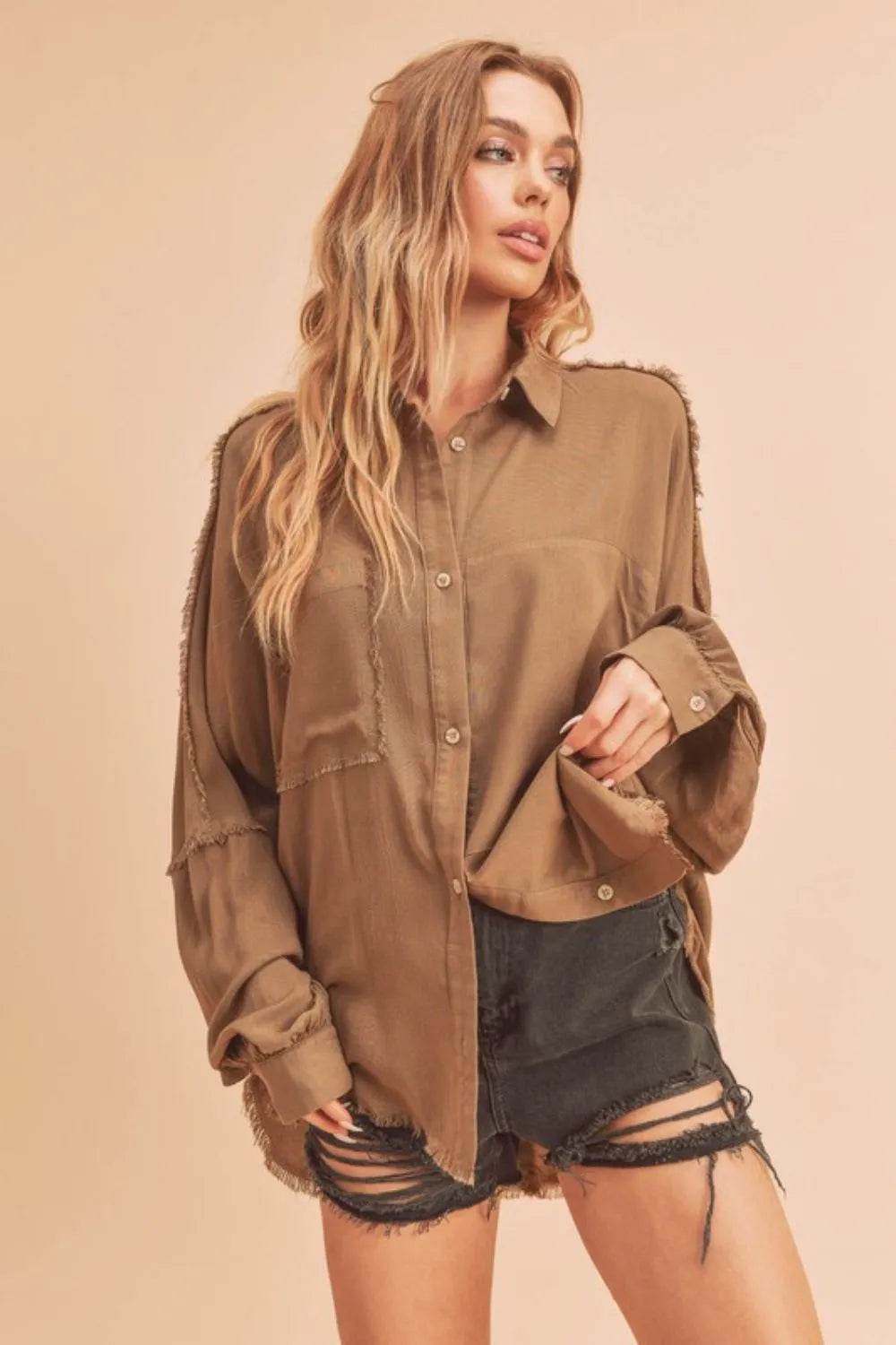 Aemi + Co Raw Edge Exposed Seam Collared Neck Long Sleeve Shirt Trendsi cc8738f3-ee9e-44d7-b559-99c5d7e83f59-Max-Origin